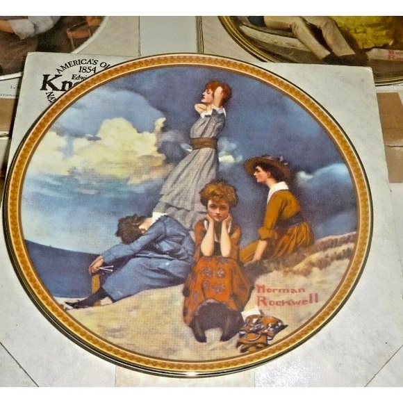 Set 3 Knowles Norman Rockwell Collector Plates Pondering on the Porch NEW - Picture 2 of 10